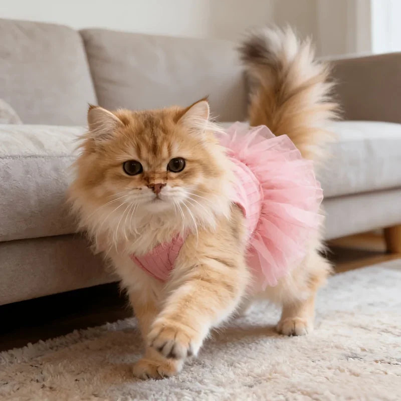 Pink Breathable Wedding Dress Small Dog Cat - Strapless Puffy Skirt, Washable Spring/Summer Costume Teddy Pomeranian Pekingese