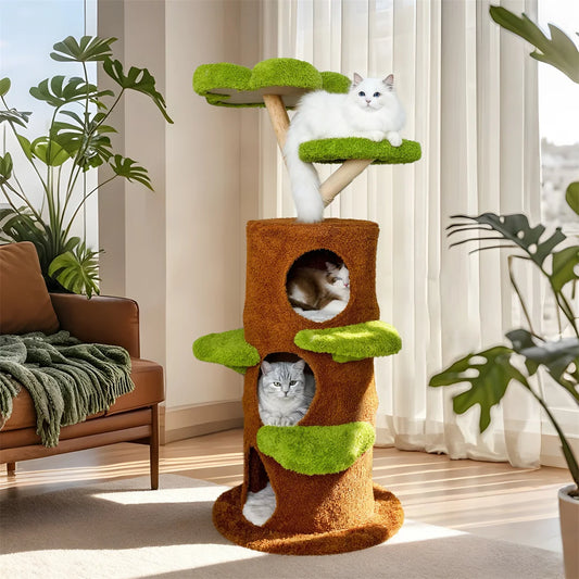 BINGOPAW Green Multi-Level Cat Tree Tower Activity Center with Sisal Scratching Post Plush Cave for Multiple Cats