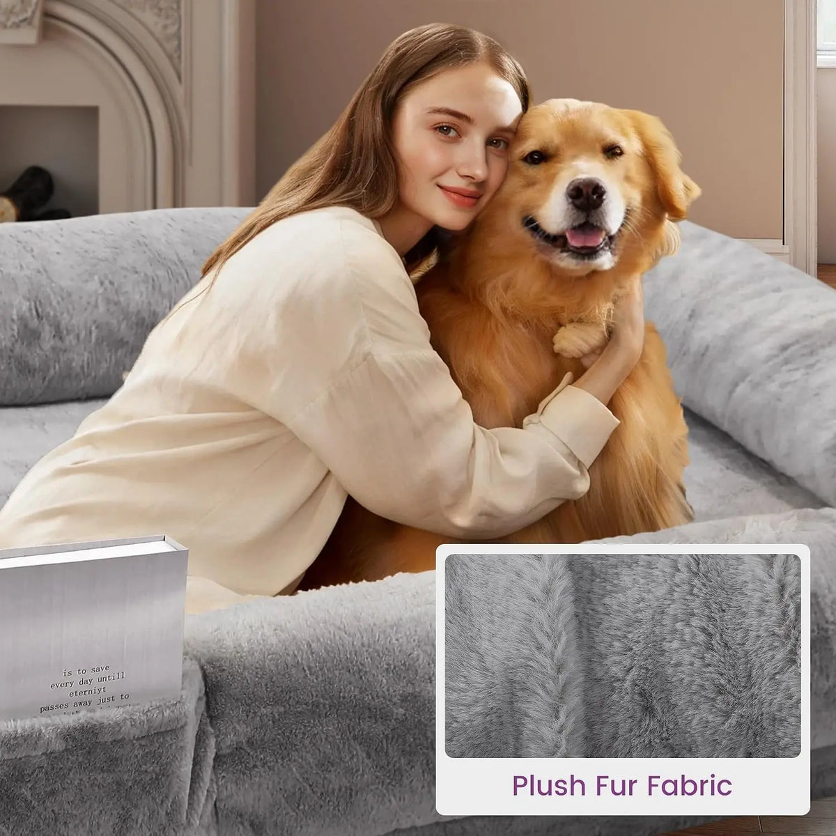 Murago Human Dog Bed for Adults, 71"x43"x10", Light Grey