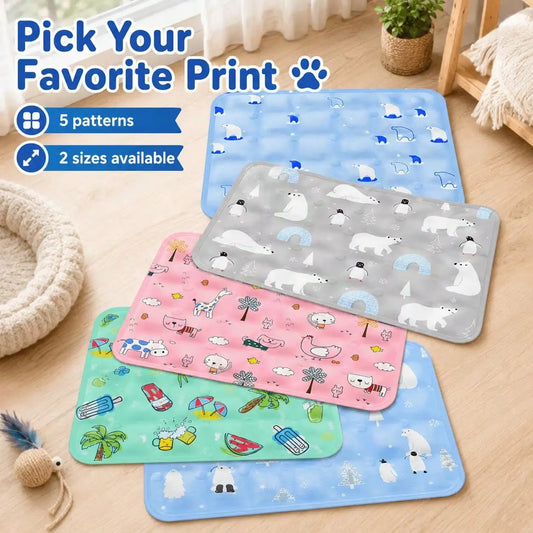 Pet Water Filled Cooling Mat for Small Medium Large Dogs Cats, Multi Color Summer Cool Pad, Works with Dry Ice Powder