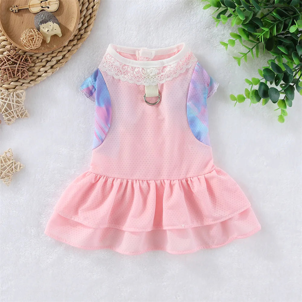 Summer Pet Dog Cooling Dress Ice Silk Breathable Quick Drying Small Dog Cat Skirt Summer Mesh Clothes for Puppy Chihuahua Kitten