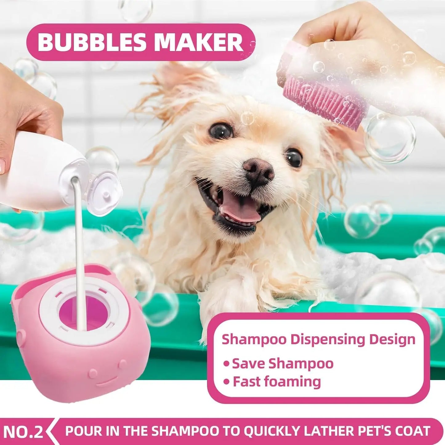 Complete Pet Bathing Kit: Brush, Towel, Gloves & Scrubber for Dogs & Cats (Pink)