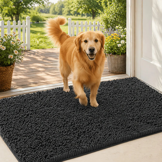 usACCUMTEK Chenille Absorbent Outdoor Doormat, Washable Muddy Door Mats for Pets, Non Slip Dog Mat Pet Mat Indoor Doormat for Muddy Paw, Front Inside Door Mat for Entryway Machine Washable for Dog Mud Entryway Matd