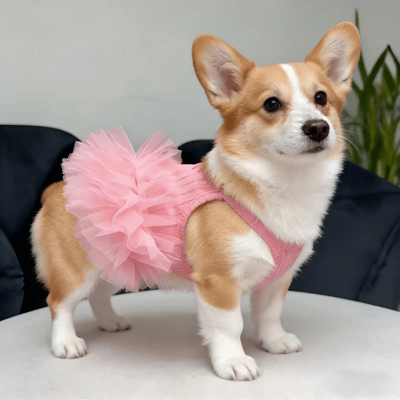 Pink Breathable Wedding Dress Small Dog Cat - Strapless Puffy Skirt, Washable Spring/Summer Costume Teddy Pomeranian Pekingese