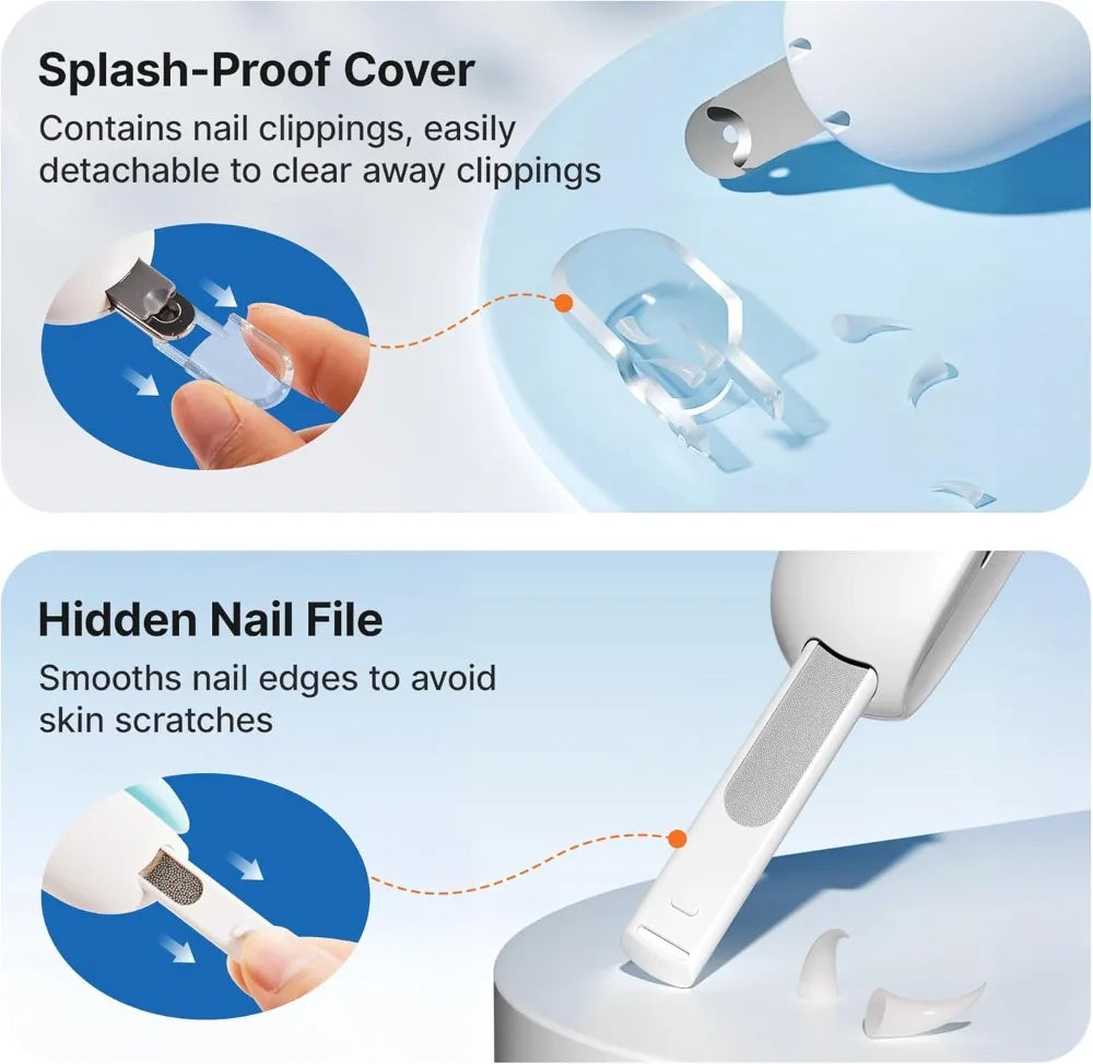 Cat Nail Clipper with 3-Size Adjustable Hole & Hidden File, Anti-Splash Claw Cutter for Kittens & Indoor Cats, Safe Toenail Trimmer (Blue)