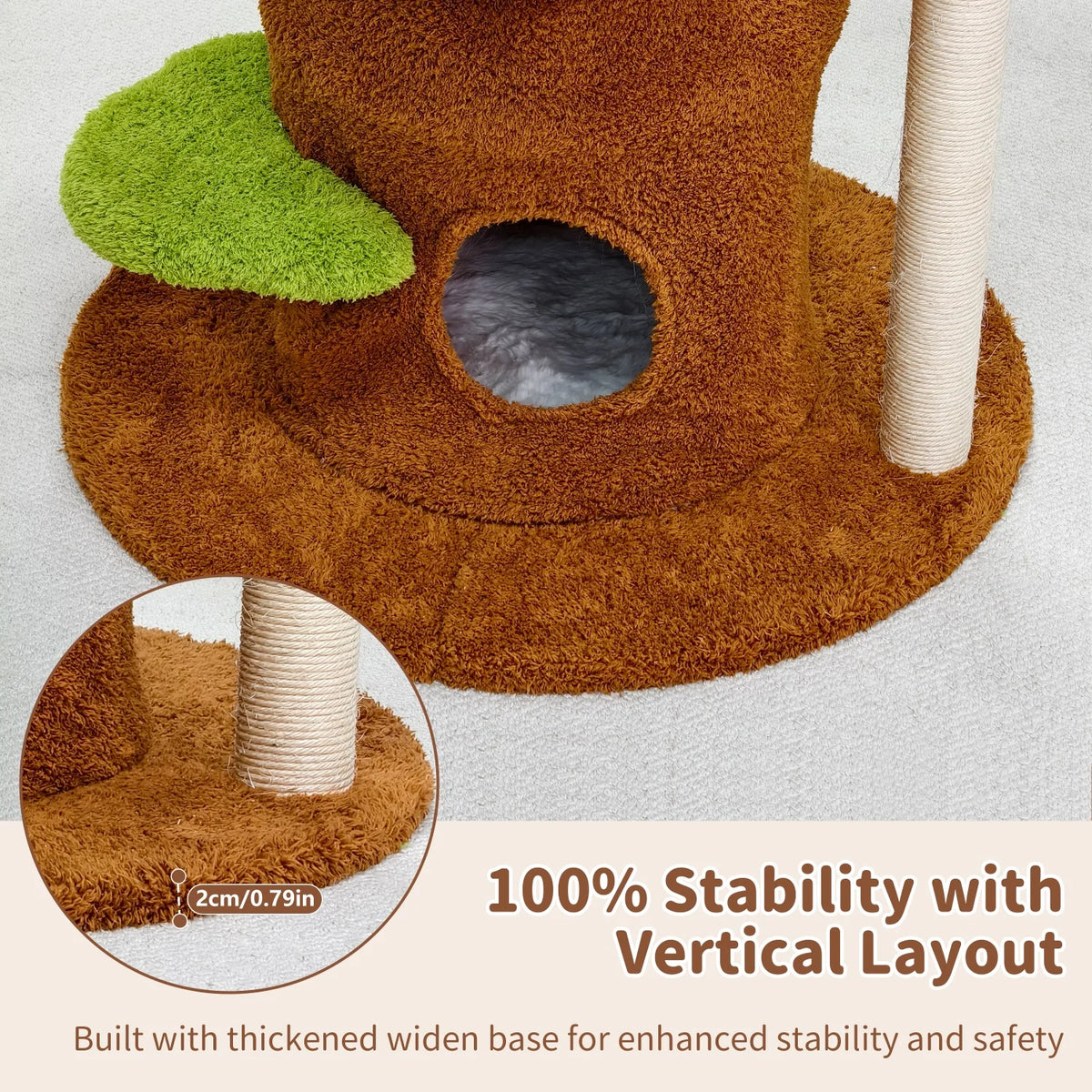 Heavy Duty Cat Tree 187CM Tall Sturdy Cat Tower Crown-shaped Top Perch Sisal Scratching Post Plush Cave for Multiple Cats Cat Climbing Tree Activity Center