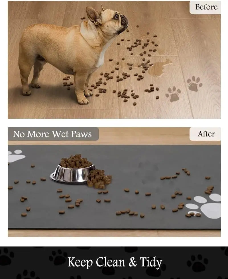 Super Absorbent Pet Feeding Mat with Waterproof Non Slip Rubber Backing for Dogs and Cats