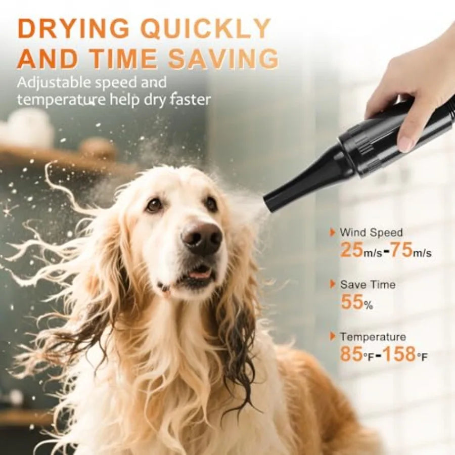 Dog Dryer for Pet GroomingHigh Velocity 4.3HP/3200W Dog Blower Force Dryer with Stepless Adjustable Speed Professional Pet Hair