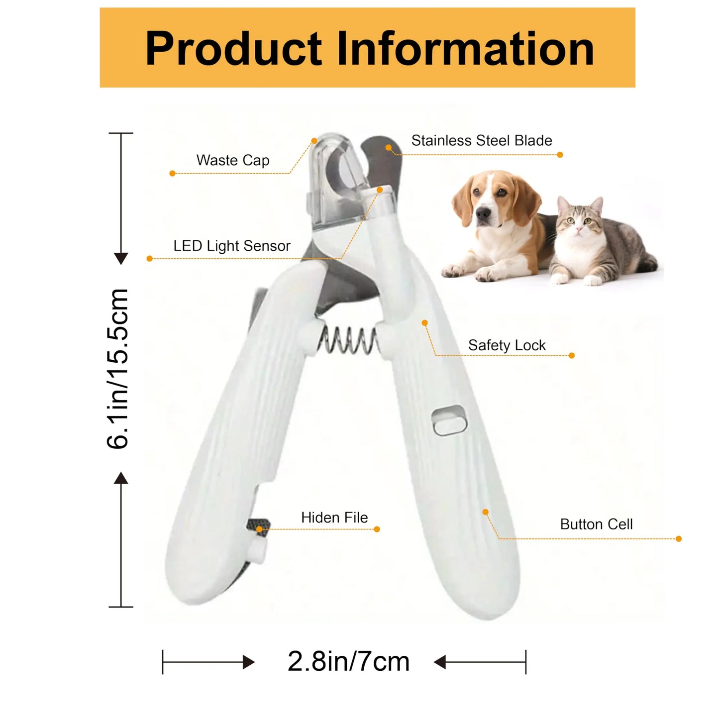 Professional Pet Nail Clippers with Led Light Pet Claw Grooming Scissors for Dogs Cats Small Animals Paw Nail Trimmer Pet Supply
