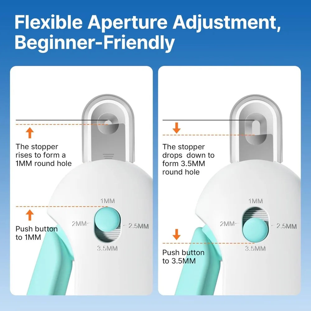 Cat Nail Clipper with 3-Size Adjustable Hole & Hidden File, Anti-Splash Claw Cutter for Kittens & Indoor Cats, Safe Toenail Trimmer (Blue)