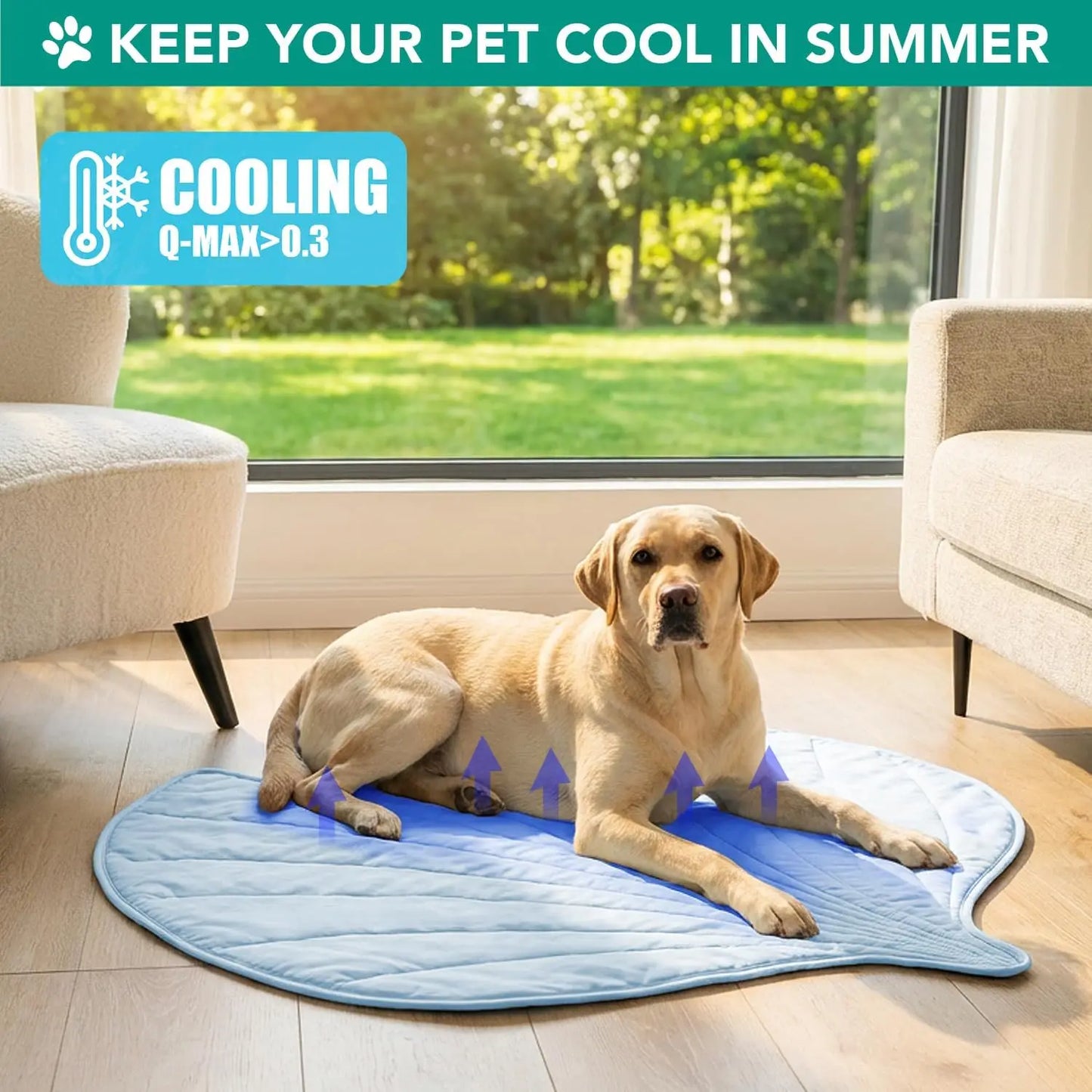 Dog Cooling Mat, Ginkgo Leaf Shape, Reversible Cooling Nylon Blanket Soft Fleece Pet Pad for Dogs Cats, Summer All Seaso