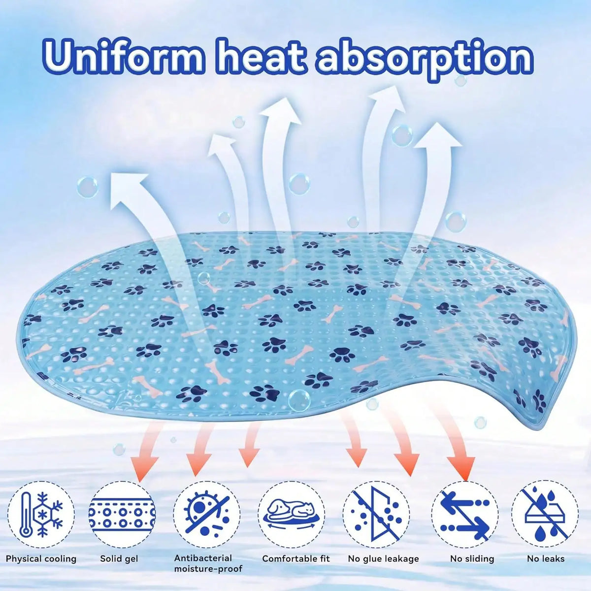 Patented Gel Pet Cooling Mat, Non-Slip Waterproof Cool Pad for Small Dogs, Indoor Outdoor Cooling Bed for Crate Kennel Car