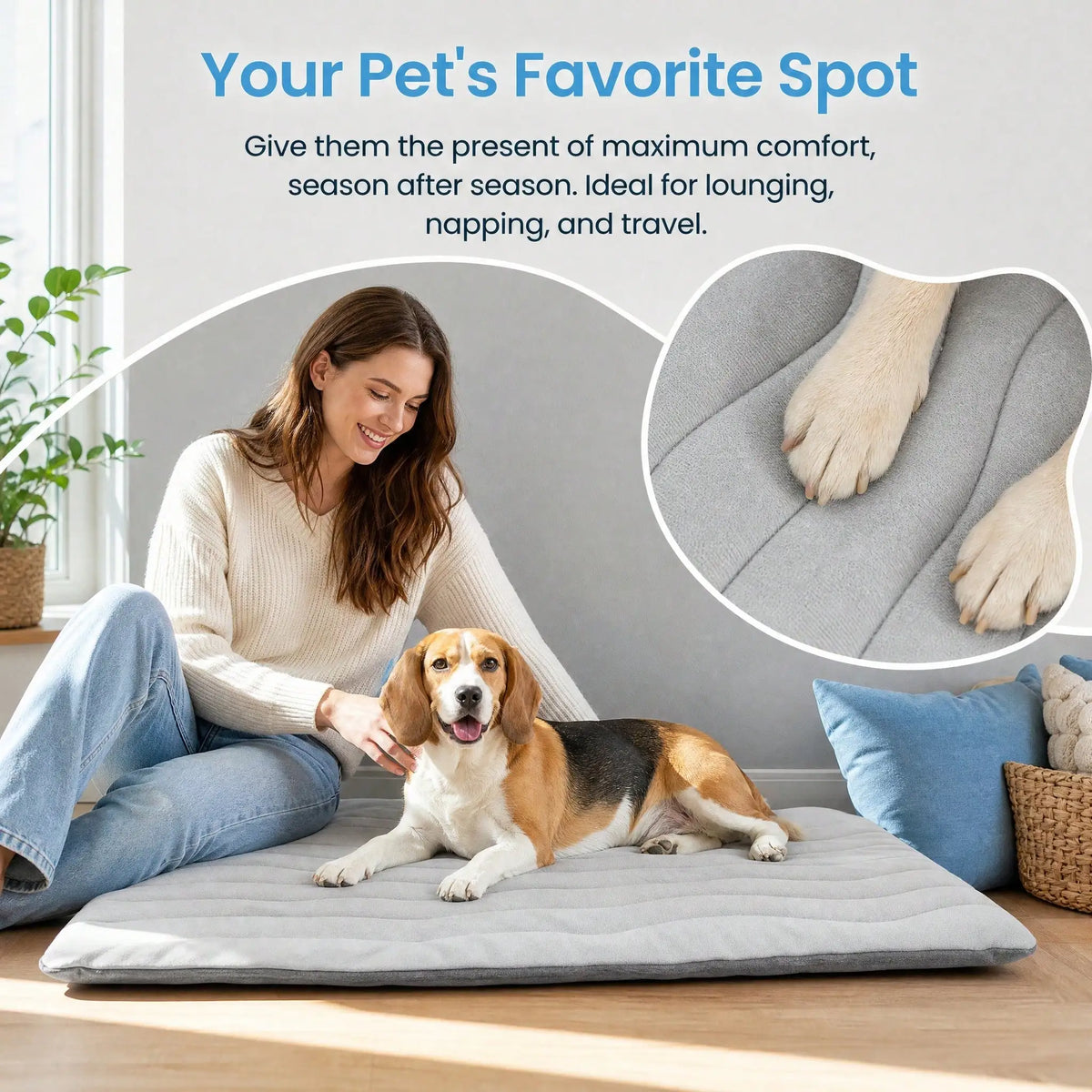 Non-Slip Washable Pet Cooling Mat Blanket, Portable Self-Cool Ice Pad for Dogs & Cats, Durable Extra Large Cooling Bed