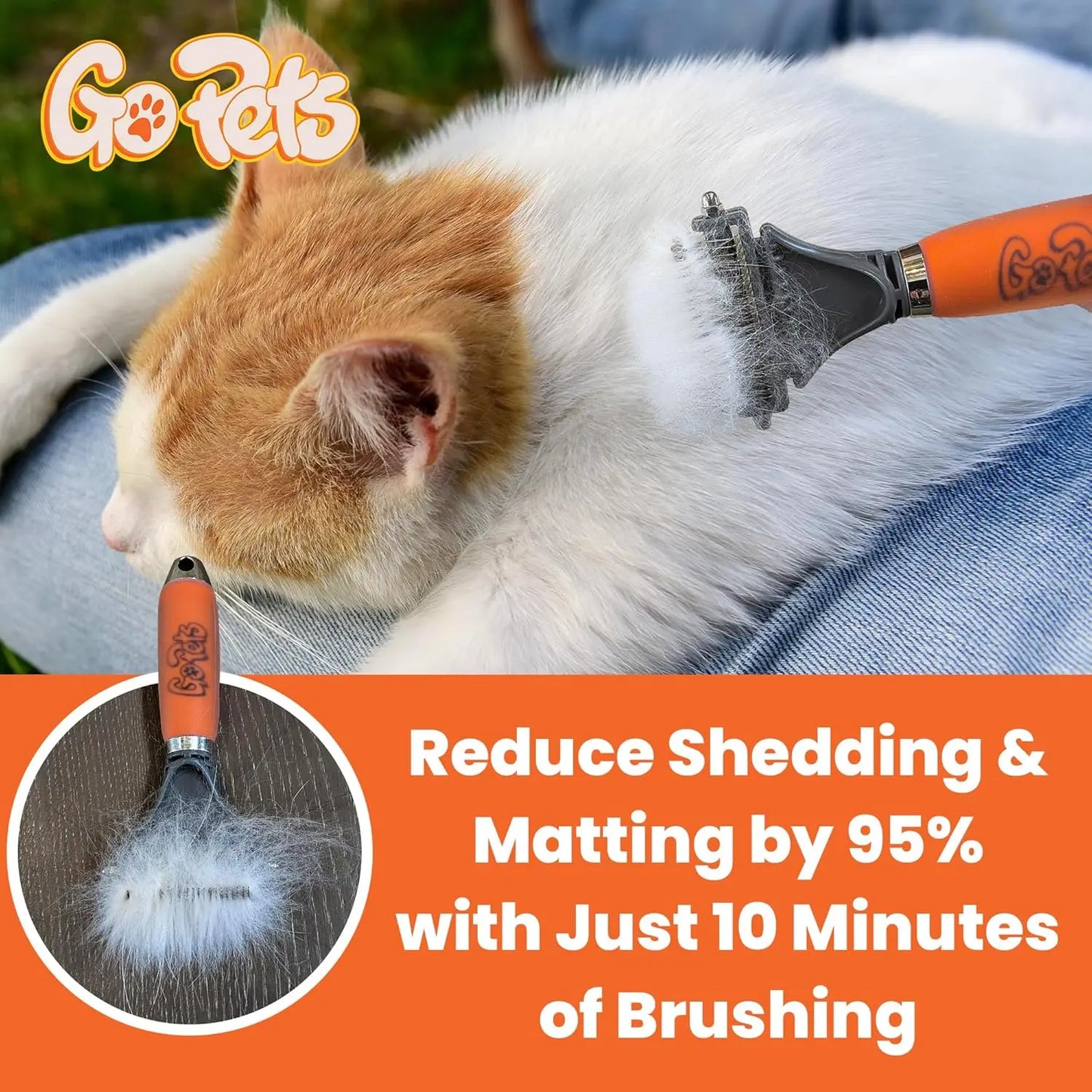2-in-1 Dematting Comb for Dogs & Cats, Double-Sided Grooming Brush for Shedding, Undercoat Mat Tool for Long Haired Pets