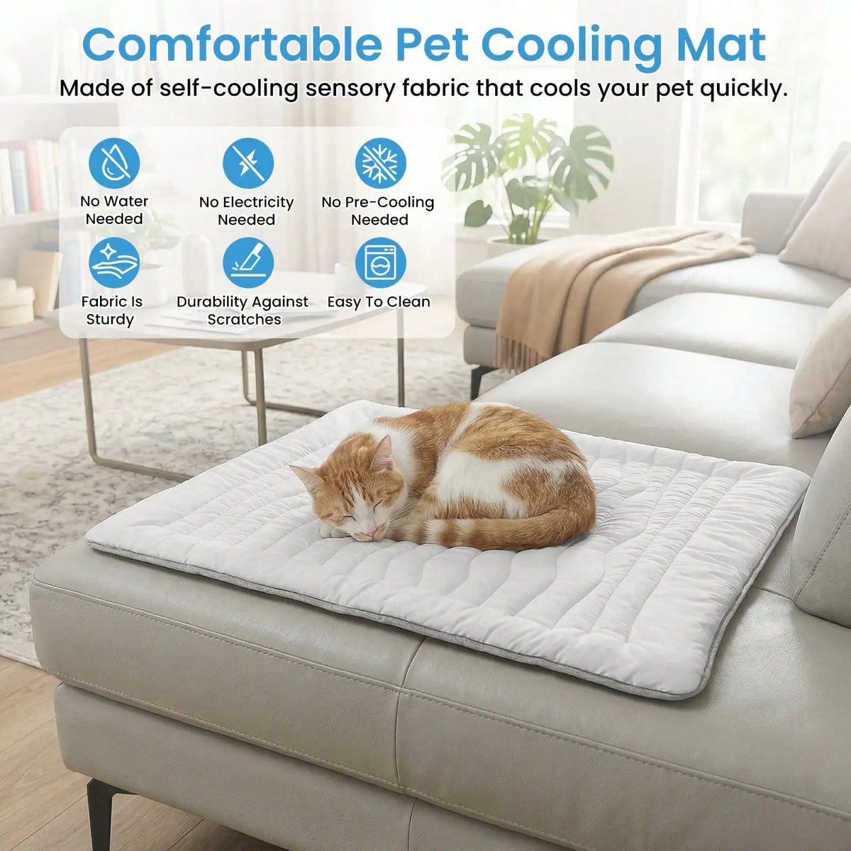 Non-Slip Washable Pet Cooling Mat Blanket, Portable Self-Cool Ice Pad for Dogs & Cats, Durable Extra Large Cooling Bed