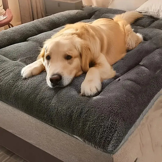 Oversized Plush Dog Cat Bed - Winter Warm Waterproof Washable Pet Mat, Extra Thick Soft Fleece Sofa Crate Pad for All Sizes Dogs